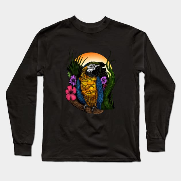 Tropical Parrot Long Sleeve T-Shirt by adamzworld